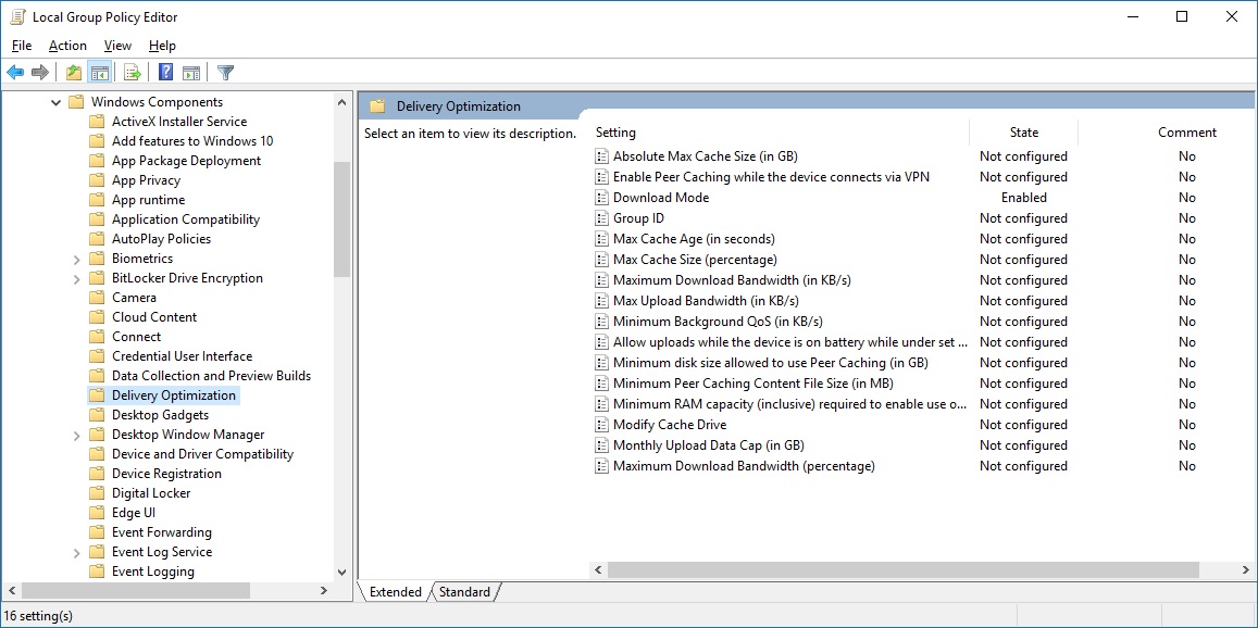 Screenshot of Microsoft Windows 11's group policy editor showing how to optimize software updates.