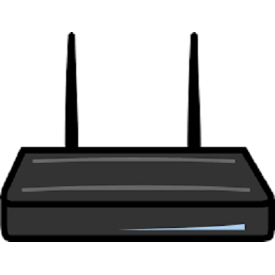 Clip-art image of a common household wireless computing router.