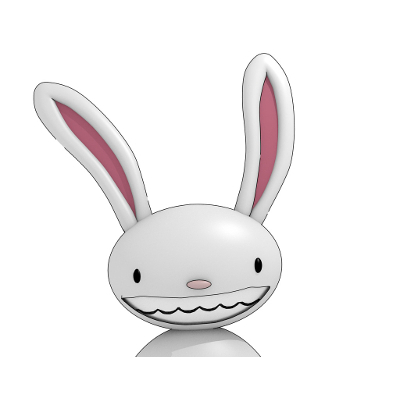 Cartoon image of a toothy rabbit.